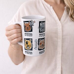 Signature Housewares Mug Shots Cat Mug Riviera Van Beers Wanted Funny Coffee Cup